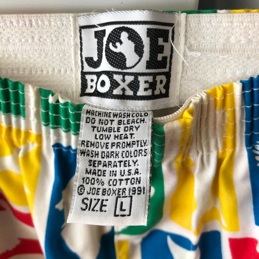 VTG 1991 JOE BOXER Glow in the Dark Fish Colorblock Boxers Men's L Made in USA